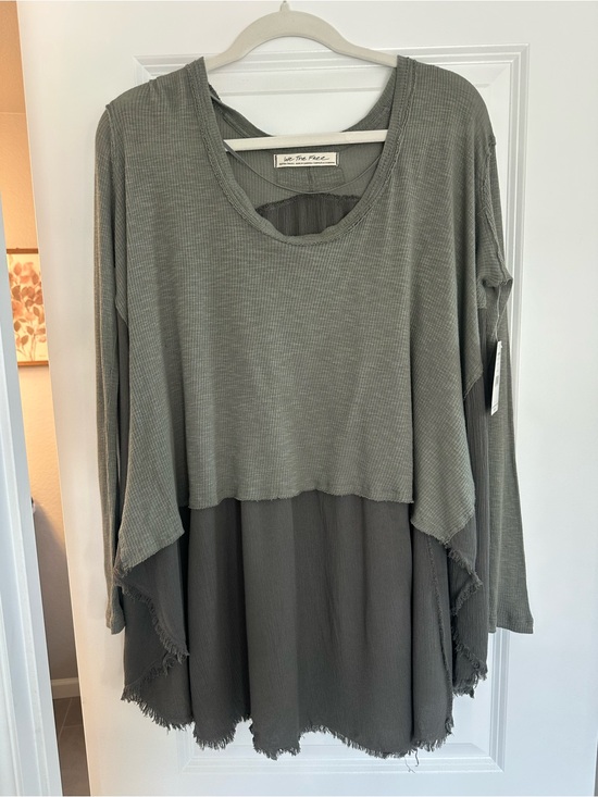 Free People Tops - NWT XS Free People - We The Free - Green Ribbed Layered Tunic